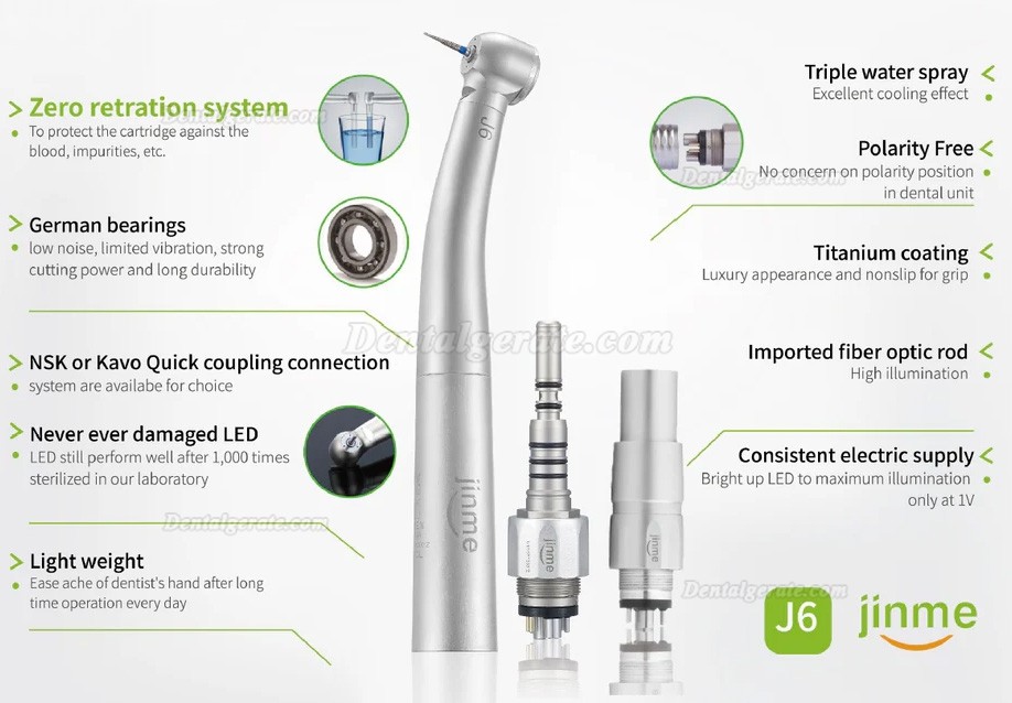 Jinme J6 Dental Turbinen Handst&uuml;ck, 6-Loch, mit NSK/KVAO Schnellkupplung